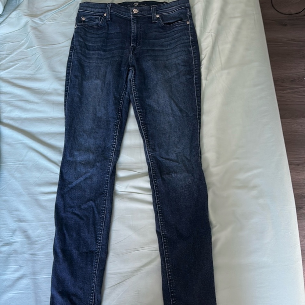 Seven 7 for all mankind dark blue gwenevere skinny jeans size 28